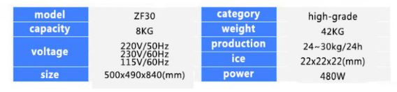 Thông số kĩ thuật:Máy làm đá Donper ZF30