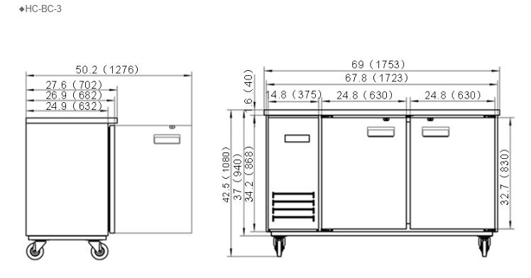 Hình ảnh Tủ giữ lạnh quầy bar FIRSCOOL HC-BC-3