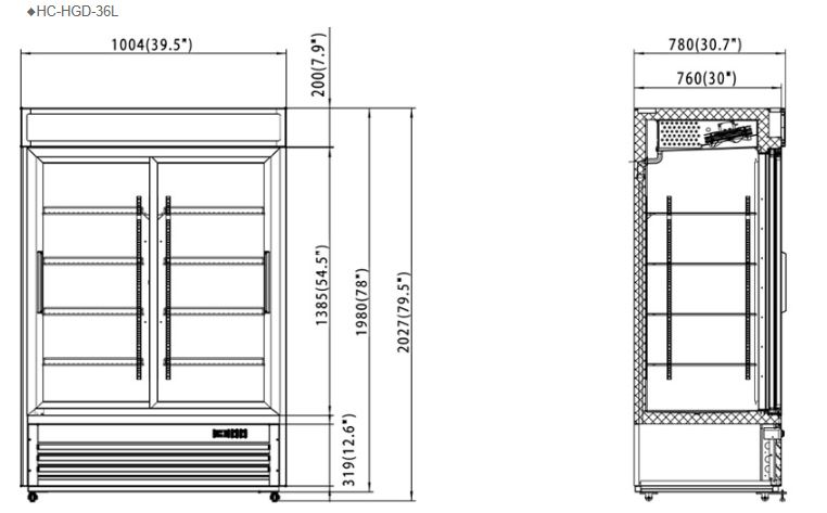  Hình ảnh Tủ mát 2 cánh kính cửa trượt FIRSCOOL HC-HGD-36L