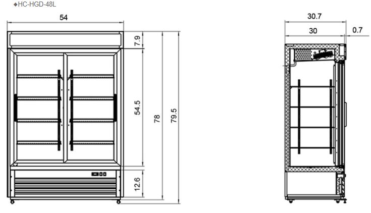 Hình ảnh Tủ mát 2 cánh kính cửa trượt FIRSCOOL HC-HGD-48L