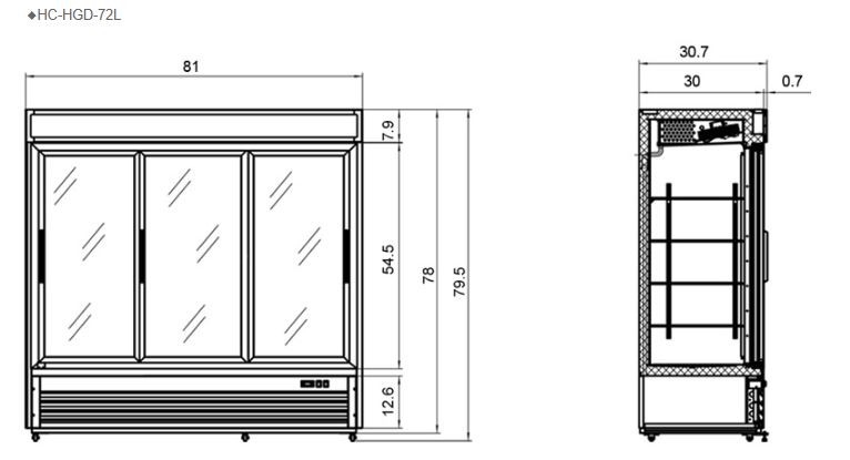  Hình ảnh Tủ mát 3 cánh kính cửa trượt FIRSCOOL HC-HGD-72L