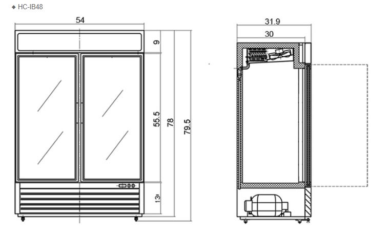 Hình ảnh Tủ trưng bày đá viên 2 cánh FIRSCOOL HC-IB48