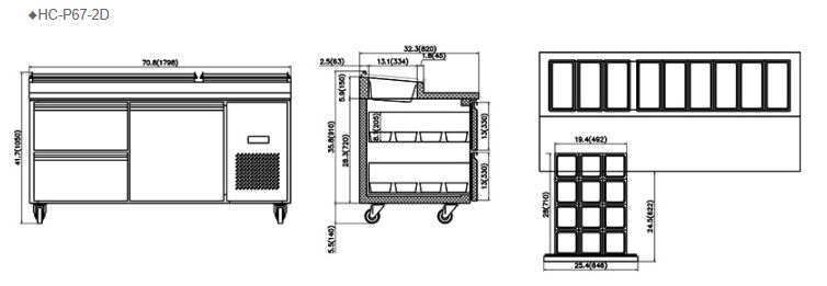 Hình ảnh Bàn mát chuẩn bị Pizza FIRSCOOL HC-P67-2D