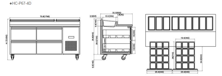  Hình ảnh Bàn mát chuẩn bị Pizza FIRSCOOL HC-P67-4D