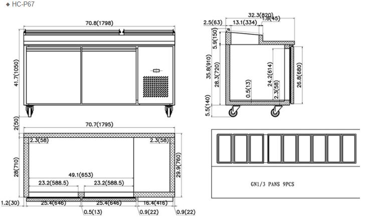  Hình ảnh Bàn mát chuẩn bị Pizza FIRSCOOL HC-P67