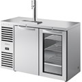 Bàn lạnh một vùng Reach-In với hệ thống làm lạnh bên trái. Bên ngoài bằng thép không gỉ và cửa xoay bằng kính & rắn TRUE TDR52-RISZ1-L-S-SG-1