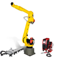 Robot công nghiệp tích hợp máy hàn Megmeet CM 350 và bộ định vị robot, dùng cho hàn điểm nhôm và sắt FANUC M-20id/12L