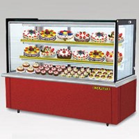 Tủ trưng bày bánh lạnh kính vuông Berjaya màu đỏ