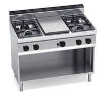 Bếp Âu Kết Hợp Mặt Phẳng + 4 Họng Gas Có Tủ Dưới Bertos G7T4P4FM