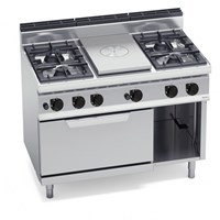 Bếp Âu Kết Hợp Mặt Phẳng + 4 Họng Đốt Trên Lò Nướng Gas Bertos G7T4P4F+FG