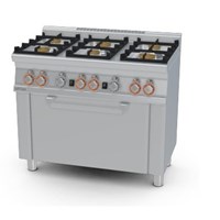 Bếp âu 6 đầu đốt dùng gas và lò nướng gas (cửa thép không gỉ) Lotus CF6-610G