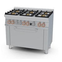 Bếp âu 6 đầu đốt dùng gas và lò nướng điện (cửa thép không gỉ) Lotus CF6-610GEM