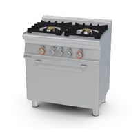 Bếp âu 2 đầu đốt dùng gas và lò nướng điện (cửa thép không gỉ) Lotus CFM2-68GEM