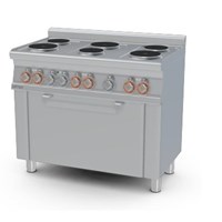 Bếp âu 6 họng dùng điện và lò nướng điện (cửa thép không gỉ) Lotus CFM6-610ET