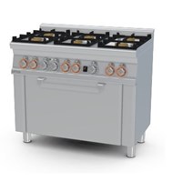 Bếp âu 6 đầu đốt dùng gas và lò nướng điện (cửa thép không gỉ) Lotus CFM6-610GEM