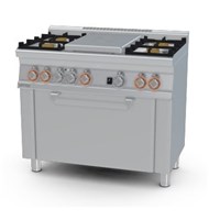 Bếp âu 4 họng dùng gas và lò nướng điện (cửa thép không gỉ) Lotus TPF4-610GEM
