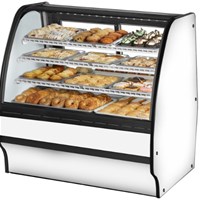 Tủ trưng bày bánh kính cong mặt trước cố định với mặt ngoài và mặt trong màu trắng TRUE TGM-DC-48-SC/SC-W-W