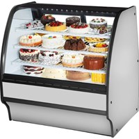 Tủ trưng bày bánh kính cong mặt trước cố định , màu trơn, bên ngoài bằng thép không gỉ và bên trong màu trắng TRUE TGM-R-48-SC/SC-S-W