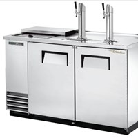 Tủ làm lạnh bia có vòi rót trực tiếp Club Top bằng thép không gỉ có cửa xoay chắc chắn TRUE TDD-2CT-S-HC