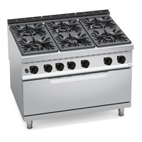 Bếp Âu 6 họng có lò nướng gas lớn Bertos G9F6+T