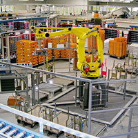 Cánh tay robot công nghiệp 4 trục xử lý hàng hóa, xếp dỡ pallet, bóc tách và làm sạch cạnh Fanuc M-410 