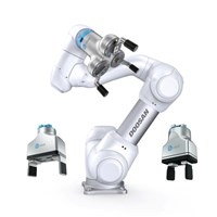 Cánh tay robot cộng tác Doosan Robotics M1509 xử lý vật nặng, độ an toàn cao với 6 cảm biến mô-men xoắn và bộ kẹp Onrobot