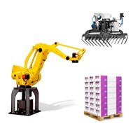 Robot công nghiệp 4 trục Fanuc M-410iC/185 với kẹp robot CNGBS xếp dỡ pallet tự động bằng robot