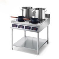 Bếp từ công nghiệp 4 mặt phẳng có kệ để đồ INDUCOOK ID-B4M3500