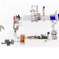 Dây chuyền đóng gói kết hợp đóng đai pallet tự động