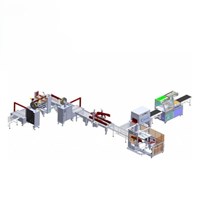 Dây chuyền dán, đóng đai kết hợp máy co màng tự động