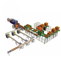 Dây chuyền dán thùng kết hợp với Robot gắp sản phẩm