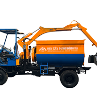 Máy trộn bê tông tự cấp liệu bồn ngang 21 bao 2 cầu động cơ 4 máy