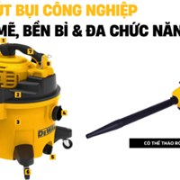 Máy hút bụi công nghiệp 4 chức năng khô/ướt/thổi và chuyển đổi thành máy thổi cầm tay Dewalt DXV234P