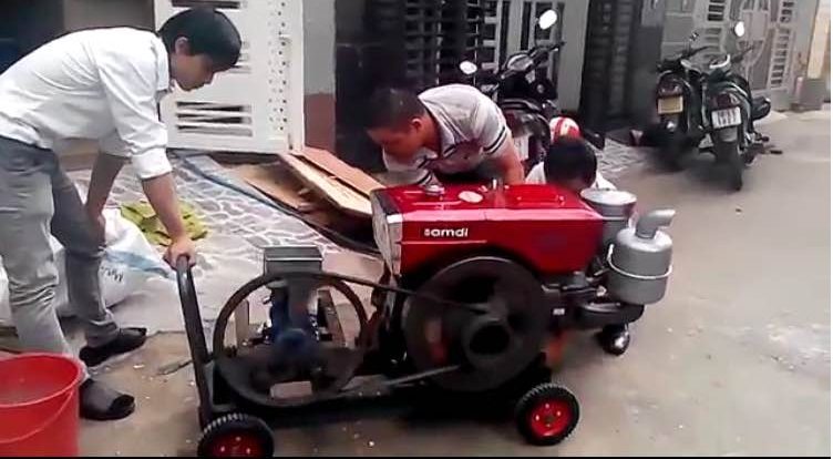 Máy nổ bánh ống ngô, gạo