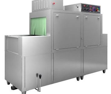 Máy rửa bát băng chuyền kết hợp giá kệ DCS