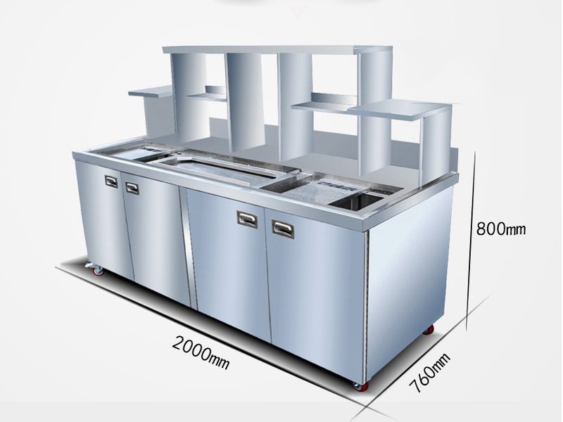 Quầy bar inox trà sữa 2m