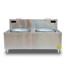 Bếp từ công nghiệp đôi mặt lõm 2 vòi nước