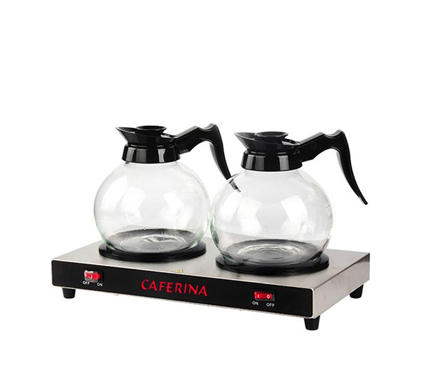 Bếp hâm và bình thủy tinh đựng cà phê Caferina