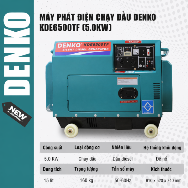 Máy phát điện chạy dầu DENKO - KDE6500TF (5.0KW)