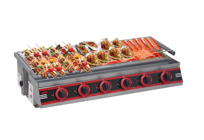 Bếp nướng gas không khói 6 họng ngắn OKASU NS-BNHN6N